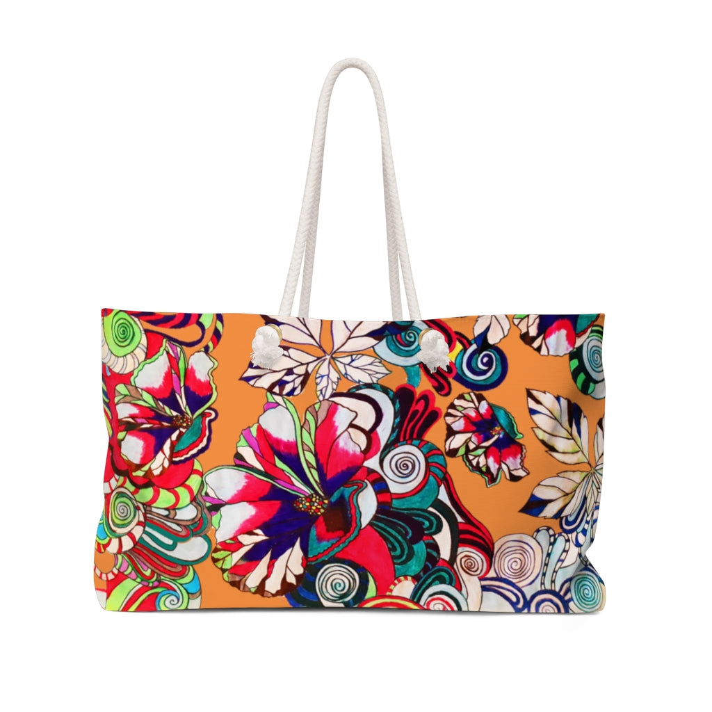 Artsy Floral Pop Peach Weekender Bag