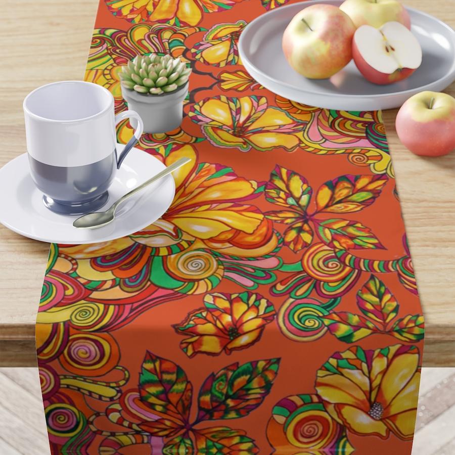 Artsy Floral Purple Table Runner