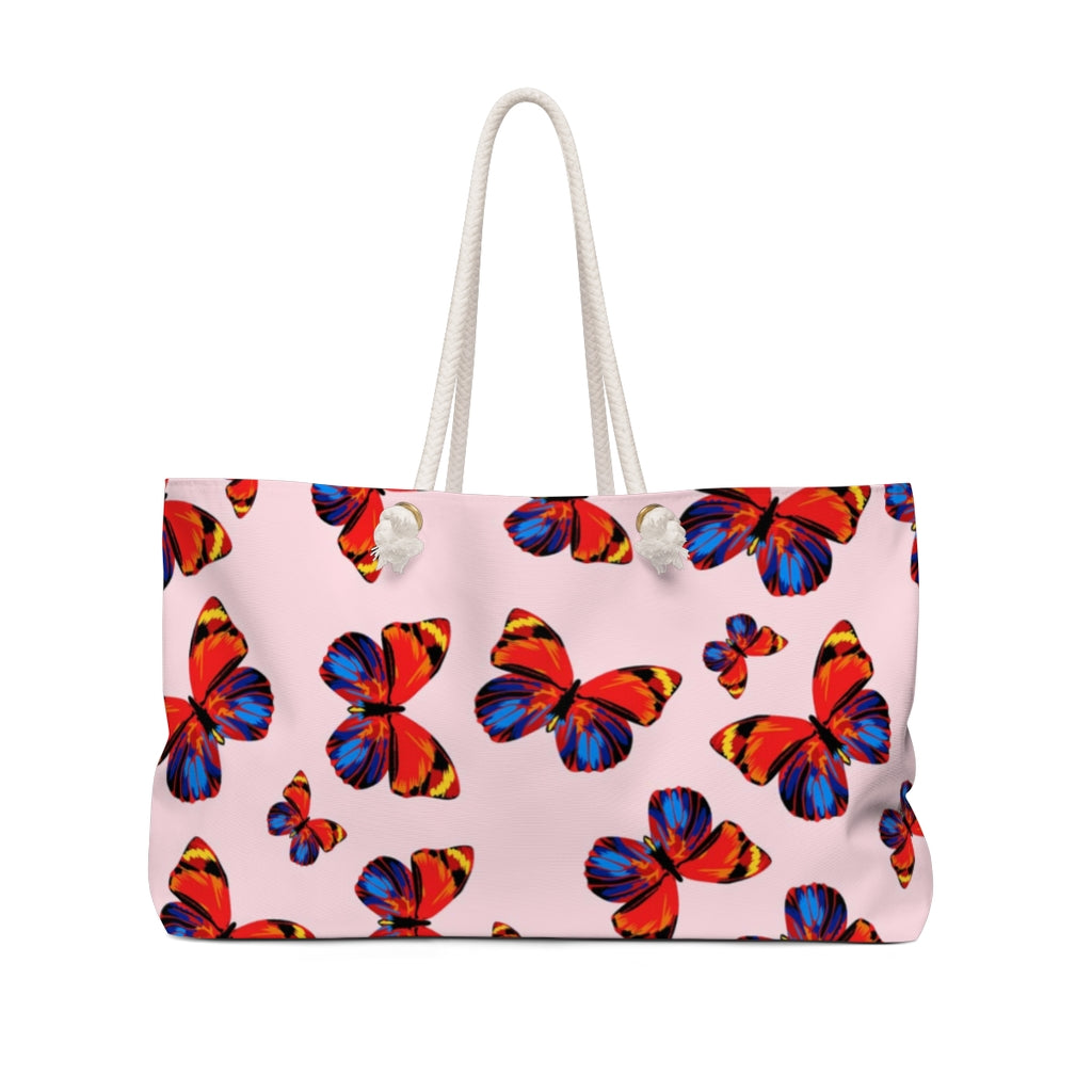 Tangerine Butterflies Weekender Bag