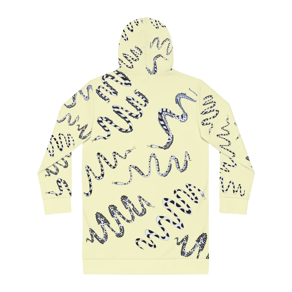 cream snake print hoodie dress