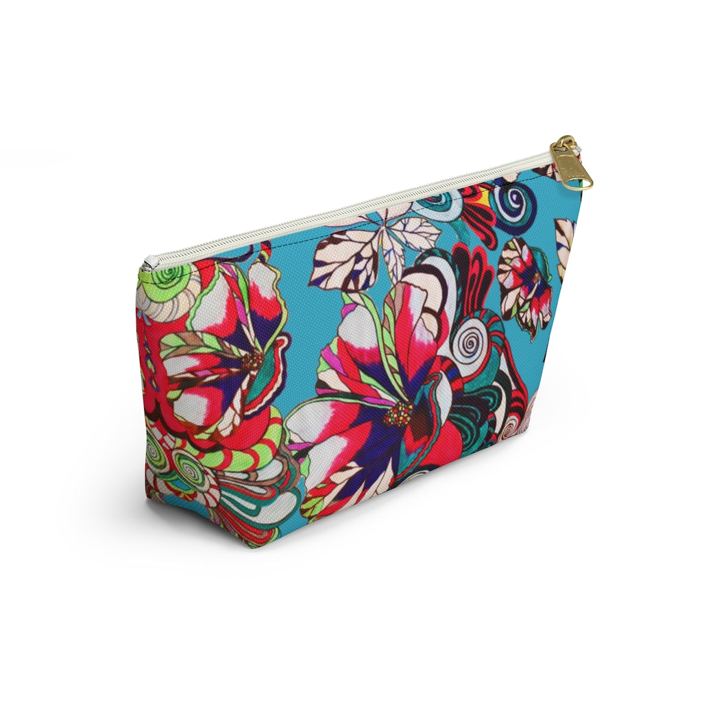 Floral Pop Aqua Accessory Pouch
