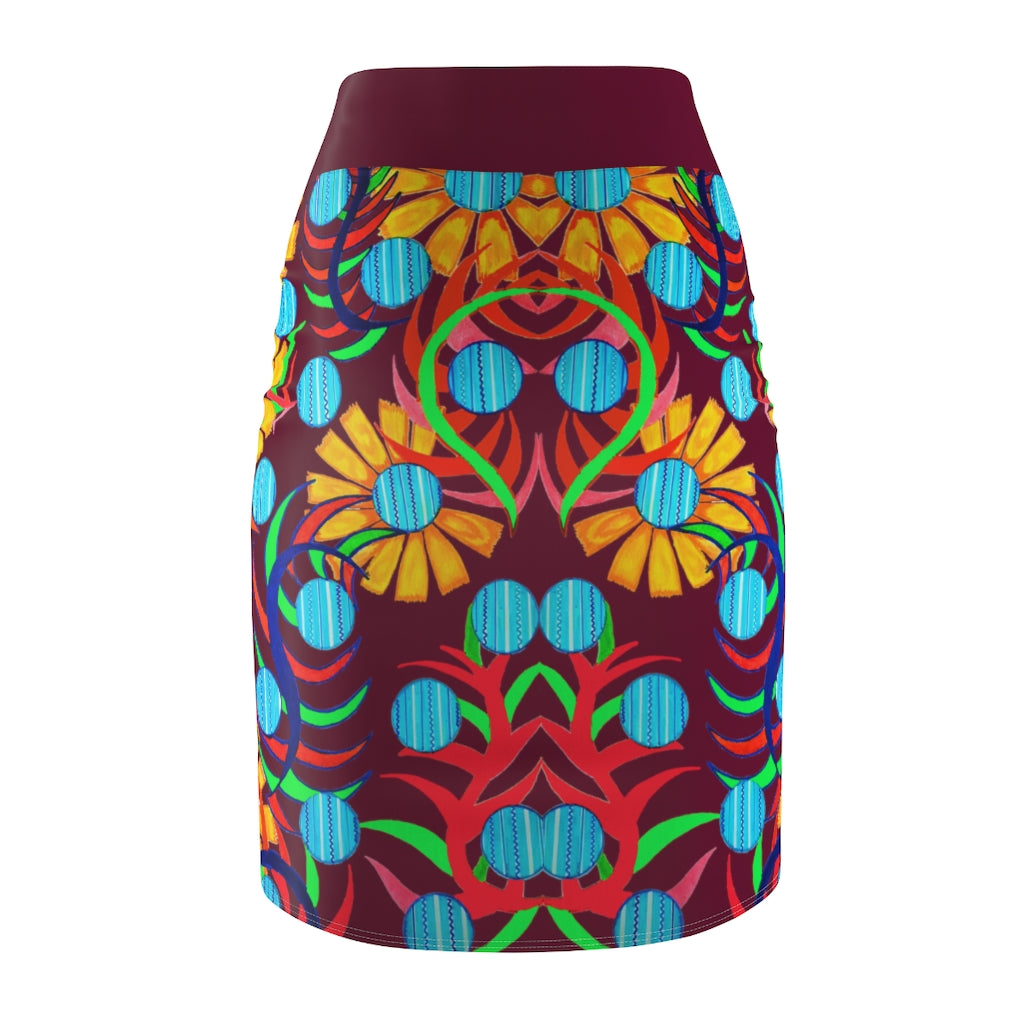 Sunflower Marsala Pencil Skirt