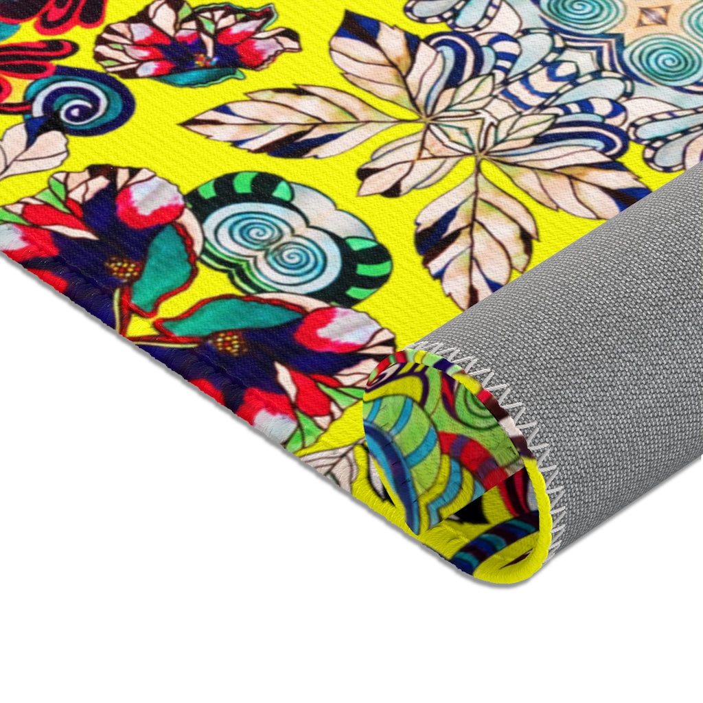 Artsy Floral Pop Canary Area Rug