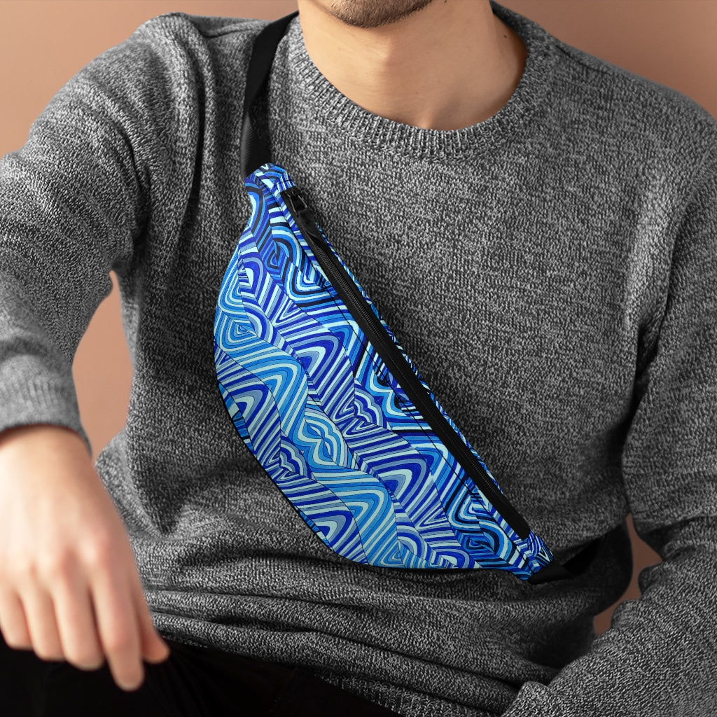Unisex Psychedelic blue printed fanny pack