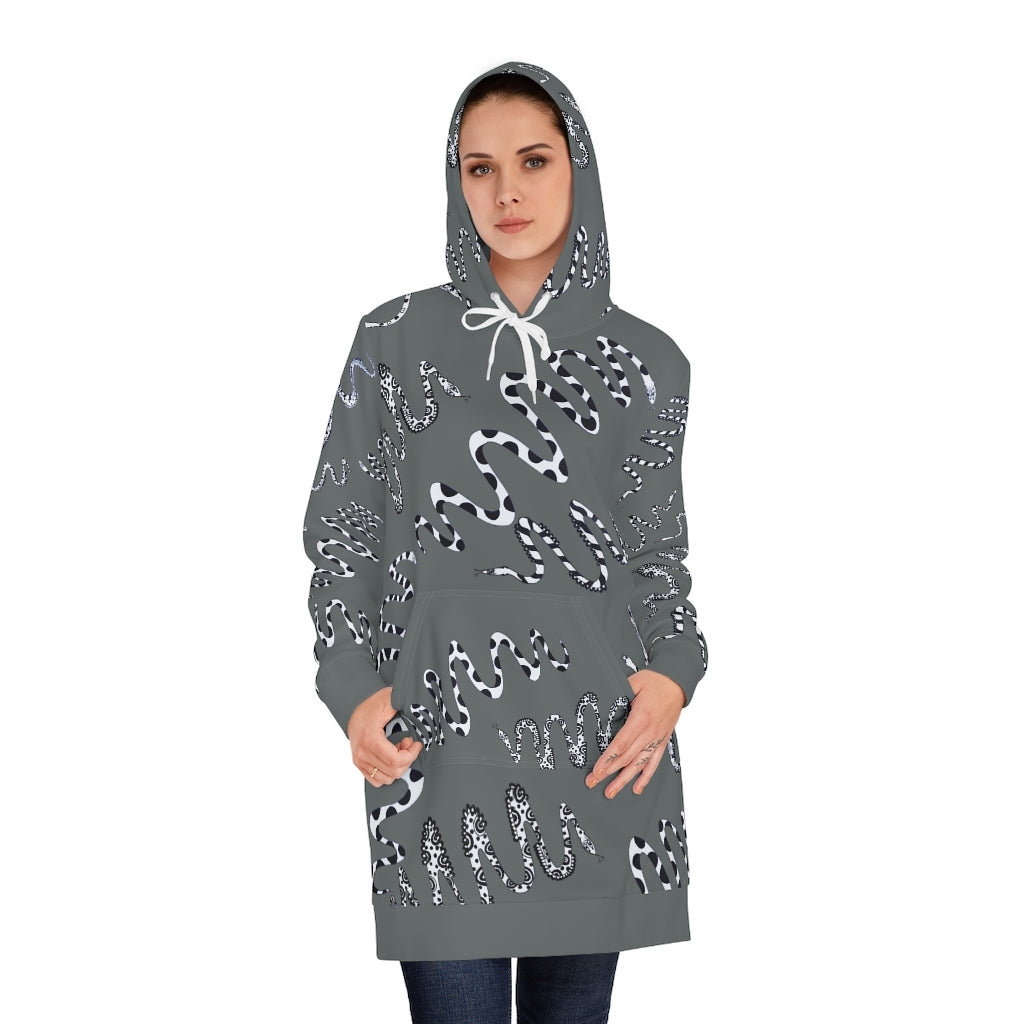 Ash Snake Print Hoodie Dress