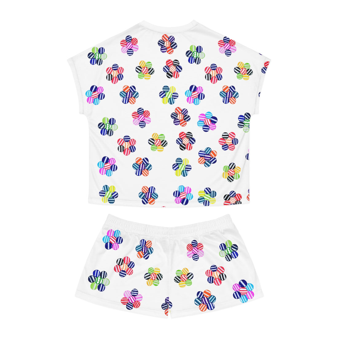 White Candy Floral Short Pajama Set (AOP)