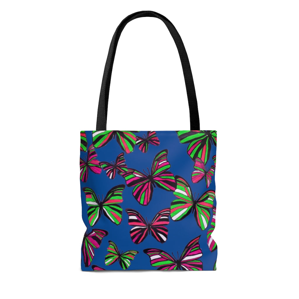 AOP Butterflies Royal Blue  Tote Bag