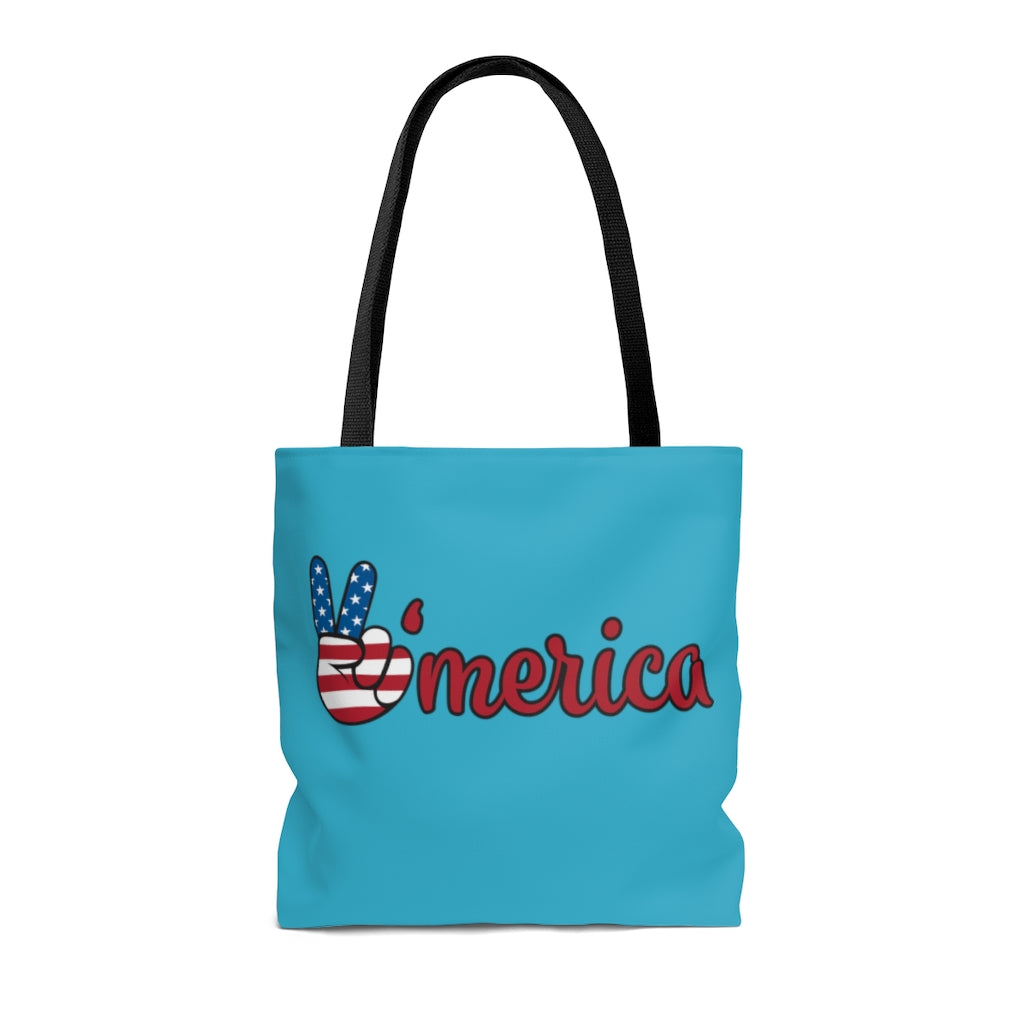 AOP All American Aqua Tote Bag