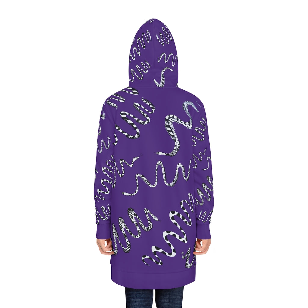 Purple Snake Print Hoodie Dress