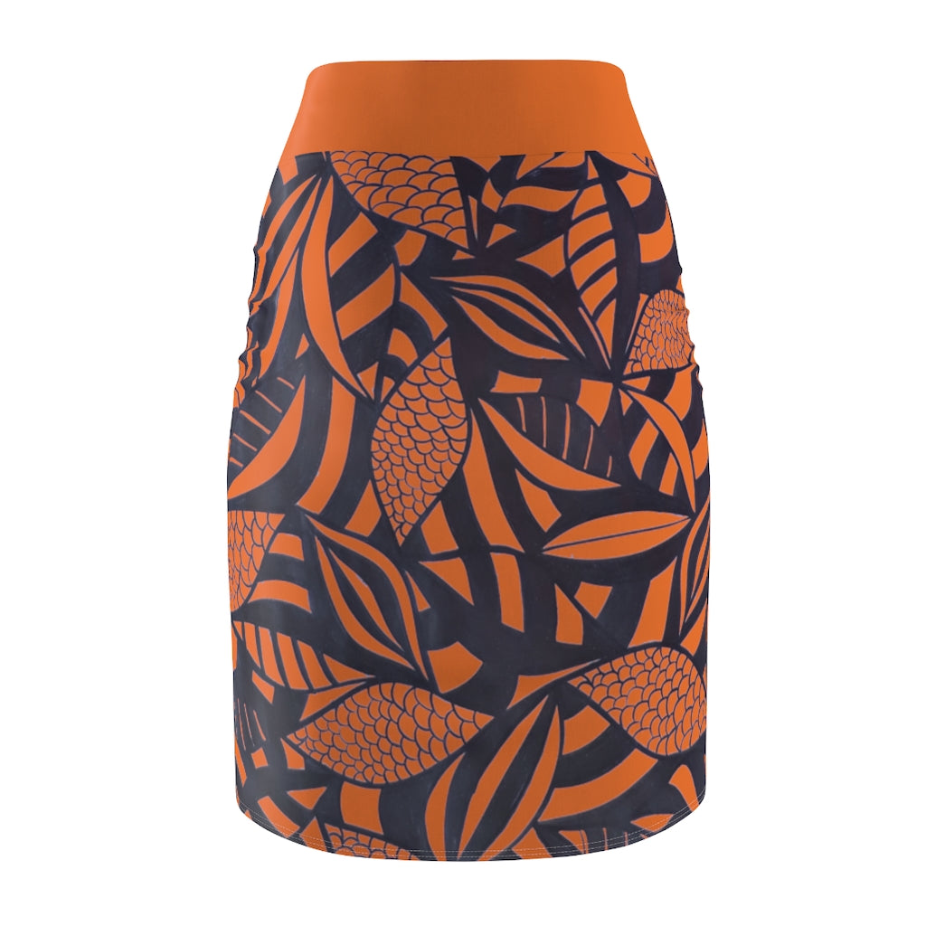 Tropical Minimalist Orange Pencil Skirt