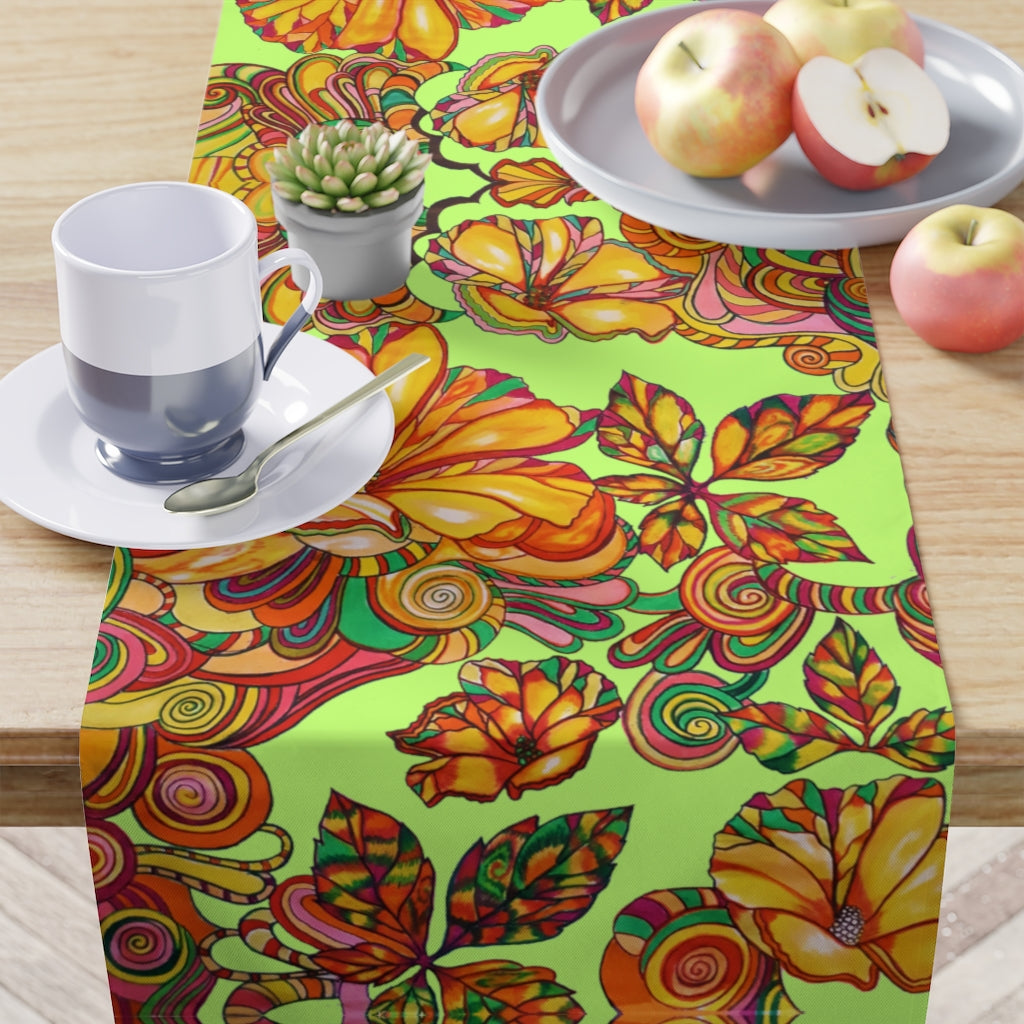 Artsy Floral Lime Table Runner