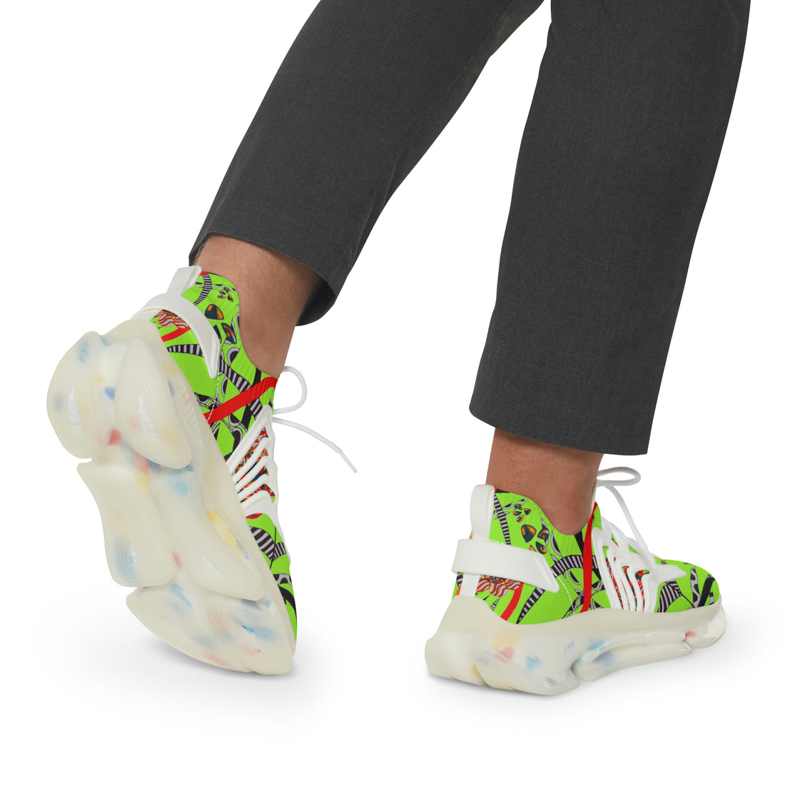 Lime Green Wildly Wicked OTT Men's Mesh Knit Sneakers