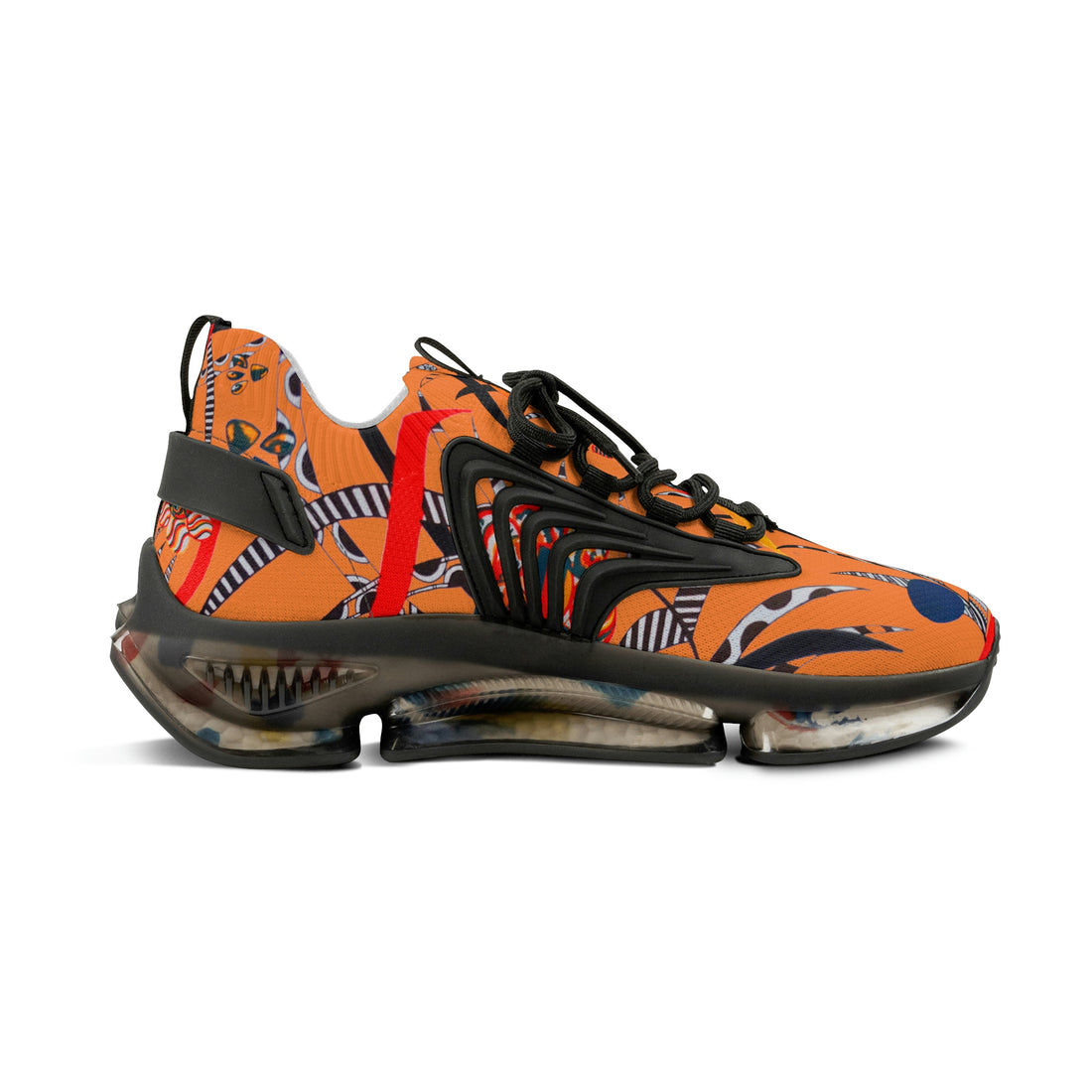 peach men's floral and animal print mesh knit sneakers