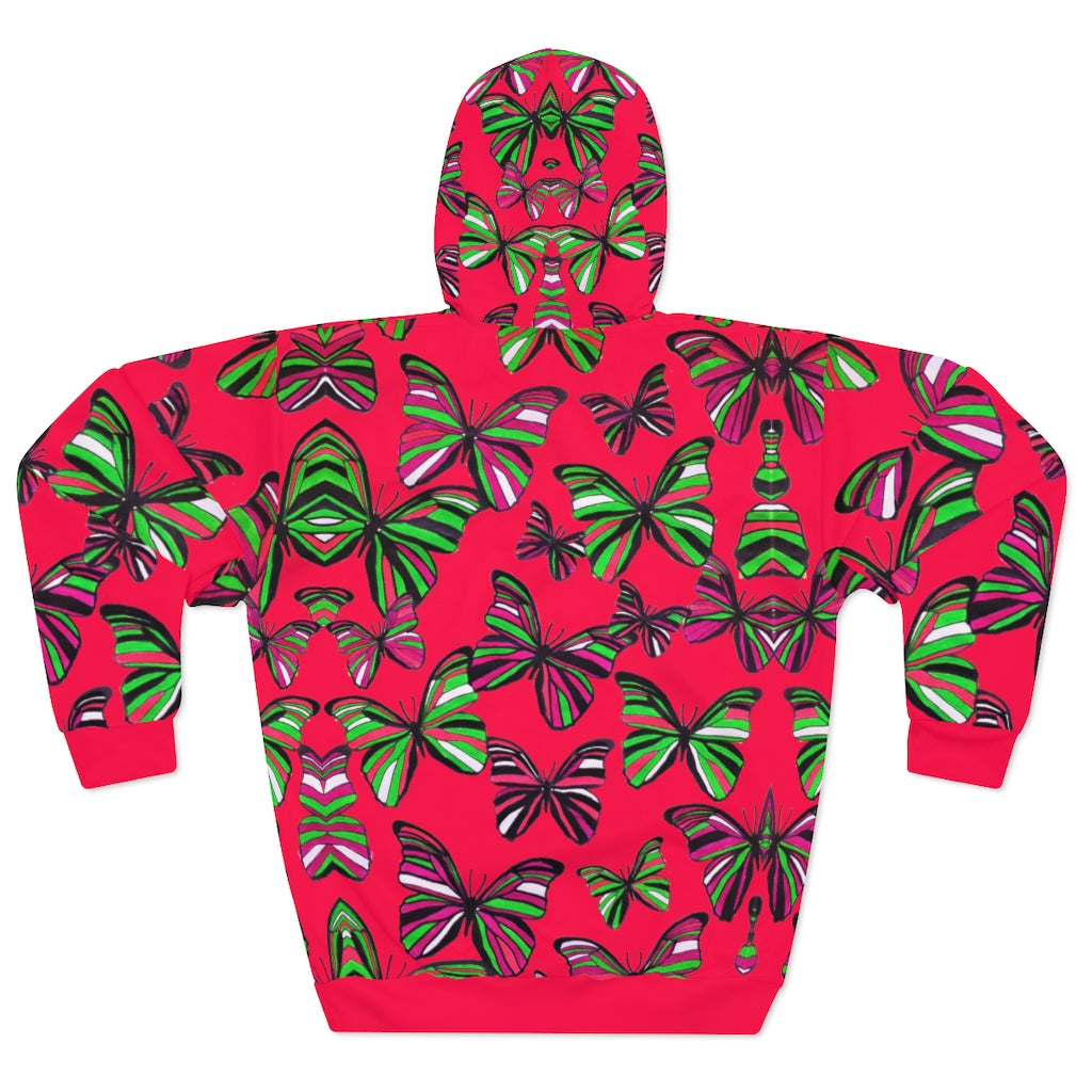 Butterflies Pullover Red Hoodie