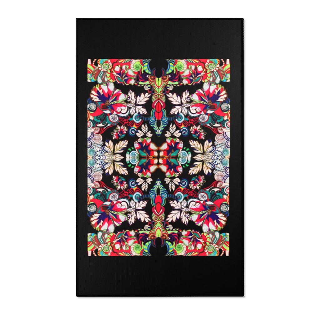 Artsy Floral Pop Black Area Rug