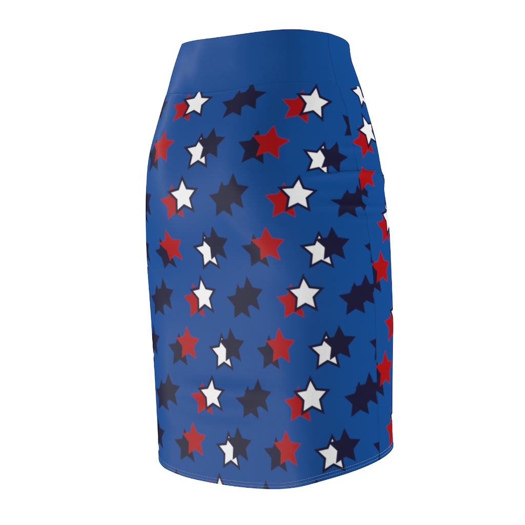 AOP Starry Royal Pencil Skirt