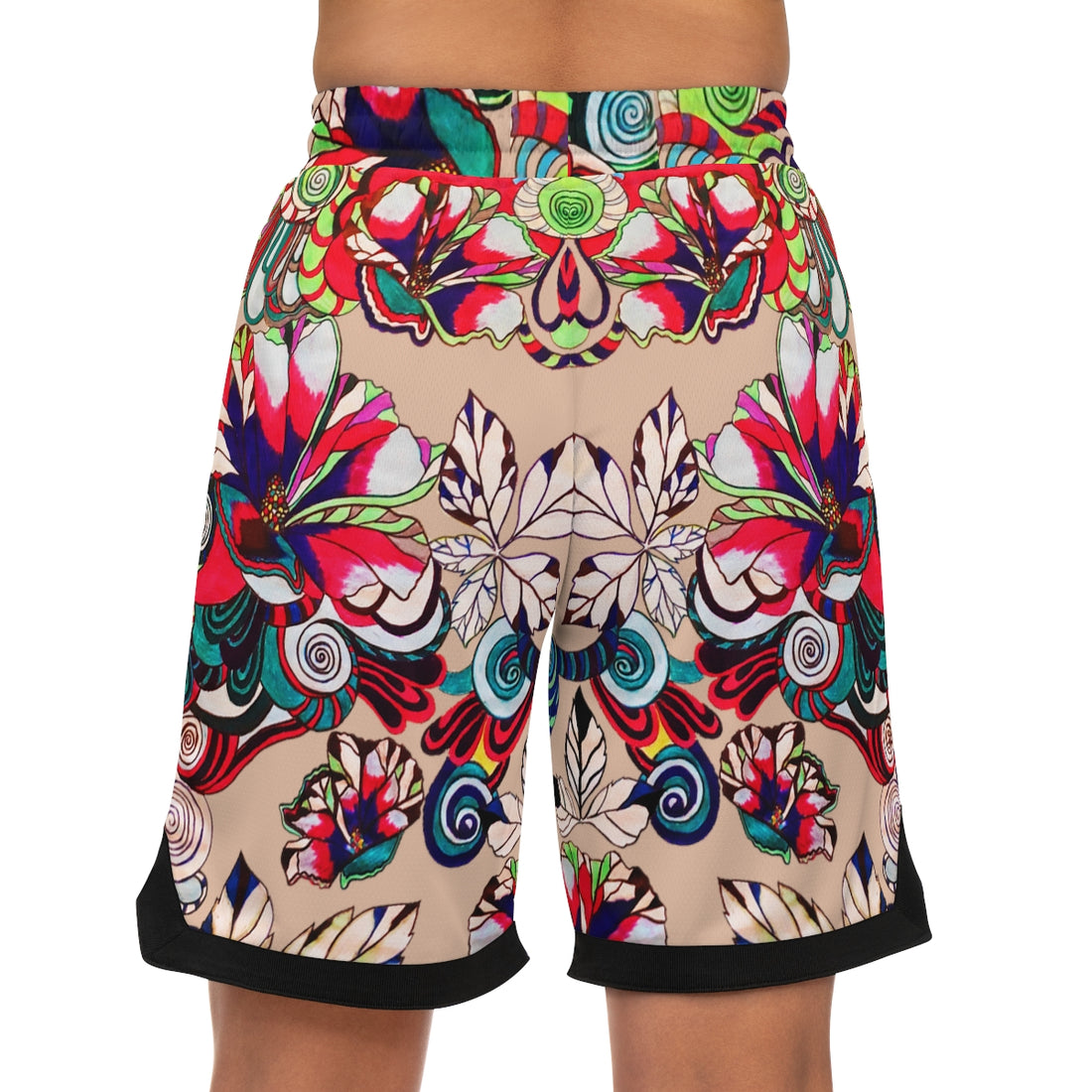 Nude Graphic Floral Basketball Rib Shorts (AOP)