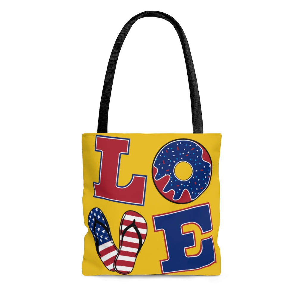 AOP American Love Yellow Tote Bag