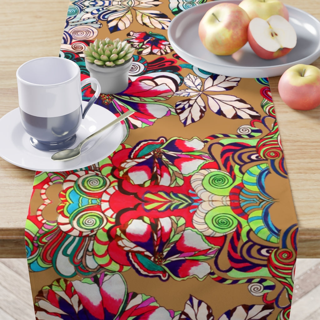Artsy Floral Pop Tussock Table Runner