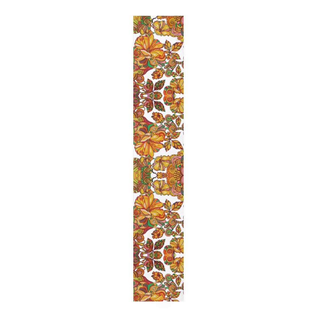 Artsy Floral White Table Runner
