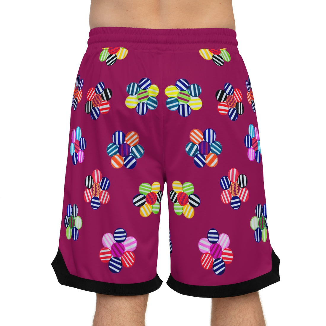 orchid psychedelic waves print basketball shorts