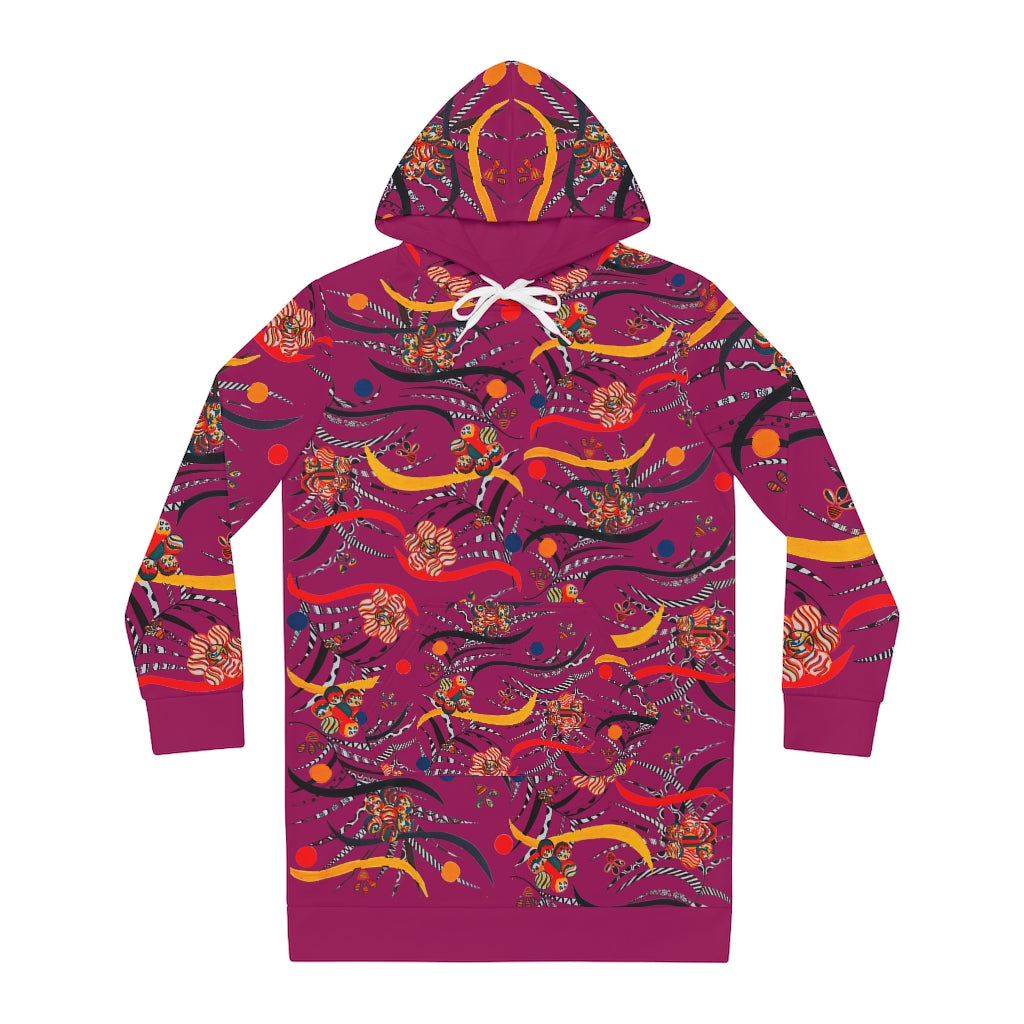 orchid animal & floral print hoodie dress