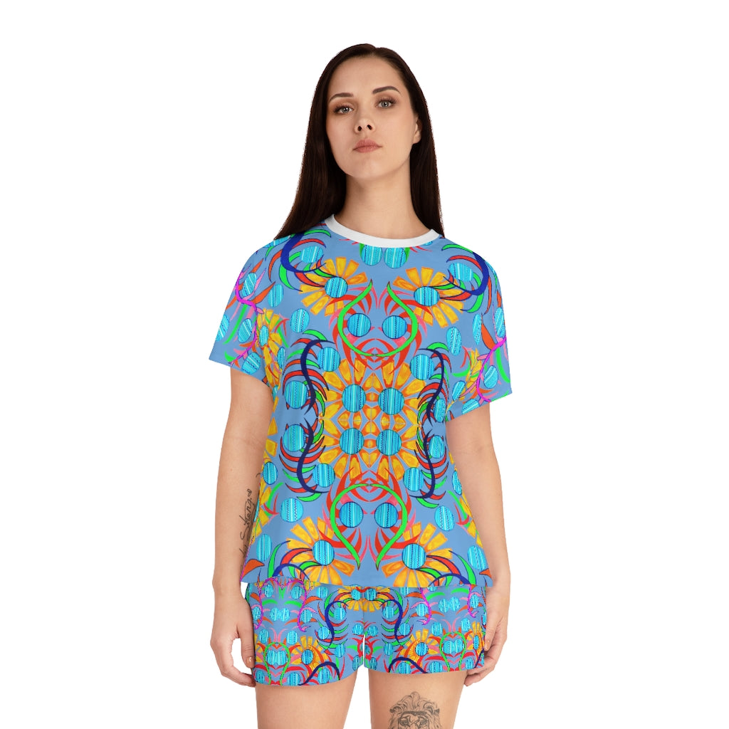 Sky Sunflower Short Pajama Set (AOP)