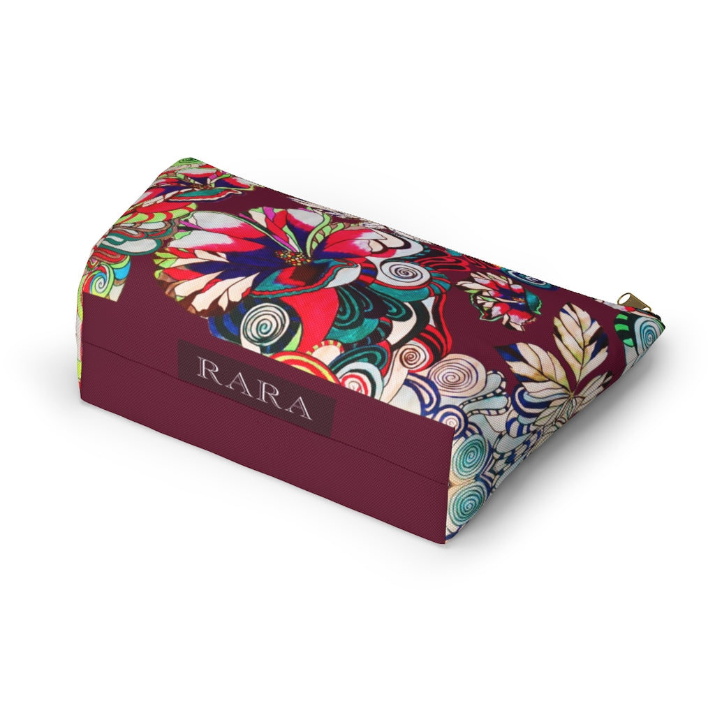 Floral Pop Marsala Accessory Pouch