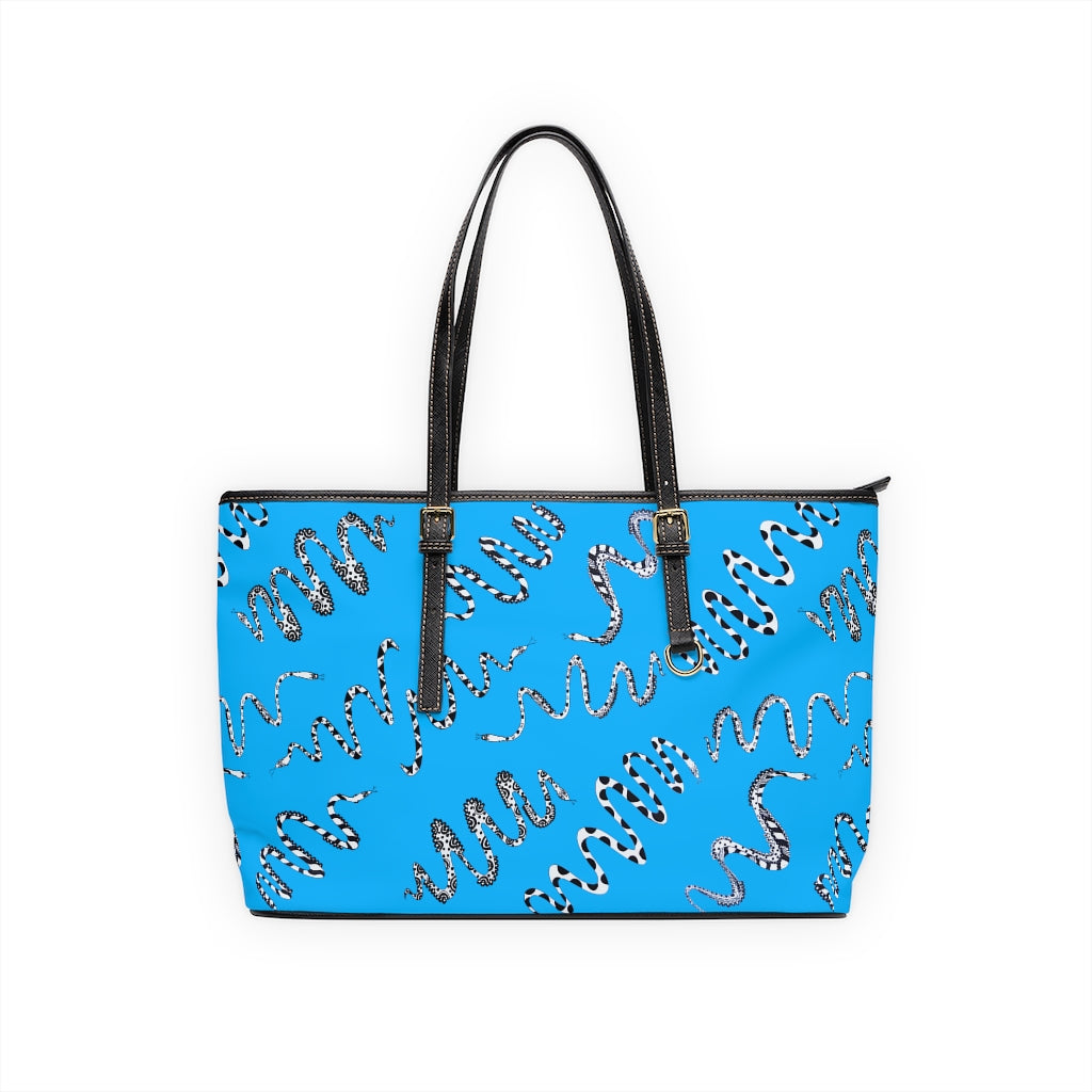 Aqua Snake Den PU Leather Shoulder Bag