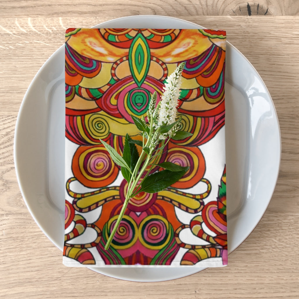 White Artsy Floral Napkin
