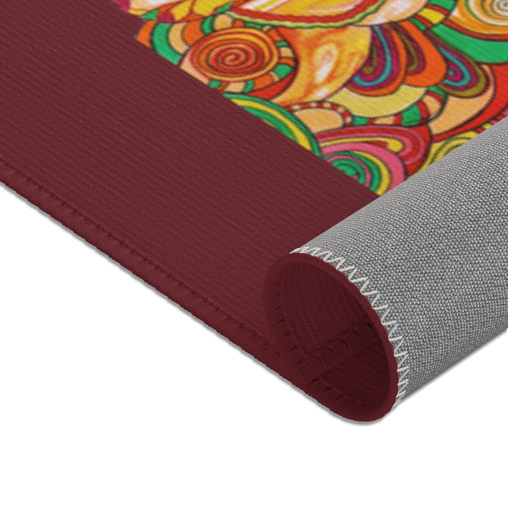 Artsy Floral Marsala Area Rug