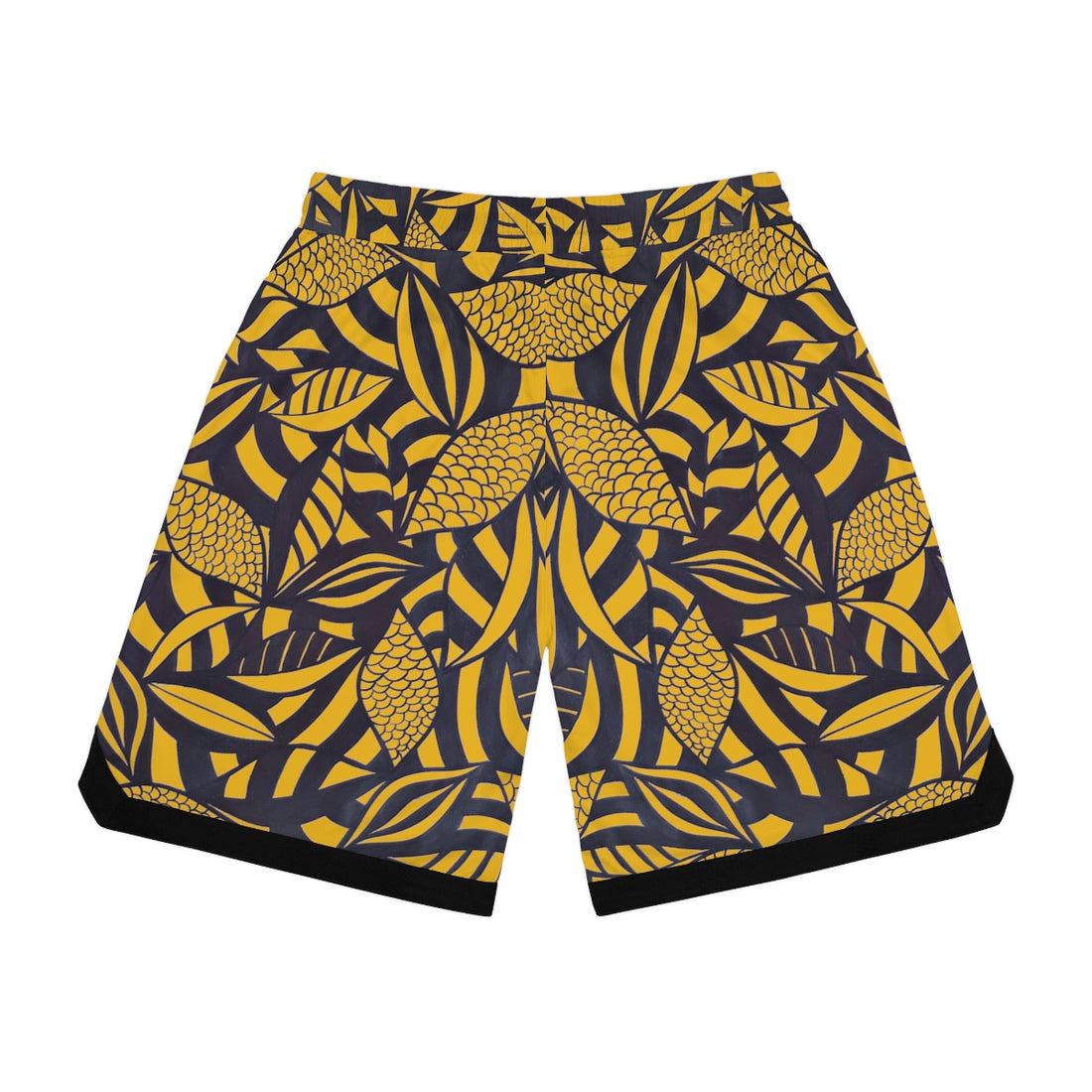 Yellow Tropical Minimalist Basketball Rib Shorts (AOP)