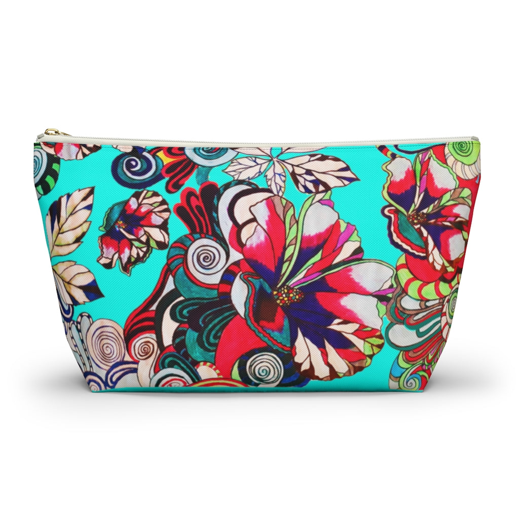 Artsy Floral Pop Cyan Accessory Pouch