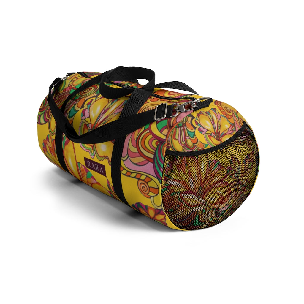 Artsy Floral Yellow Duffel Bag