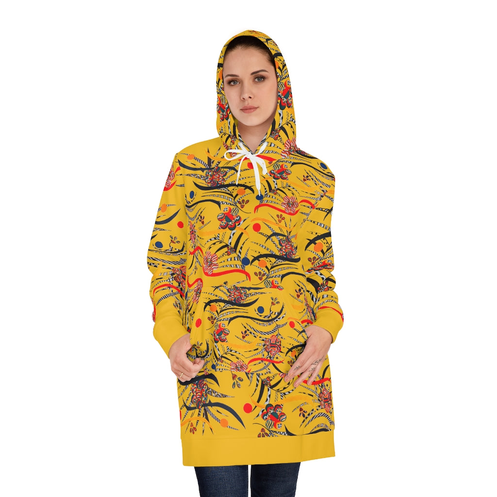 Yellow Wilderness Hoodie Dress (AOP)