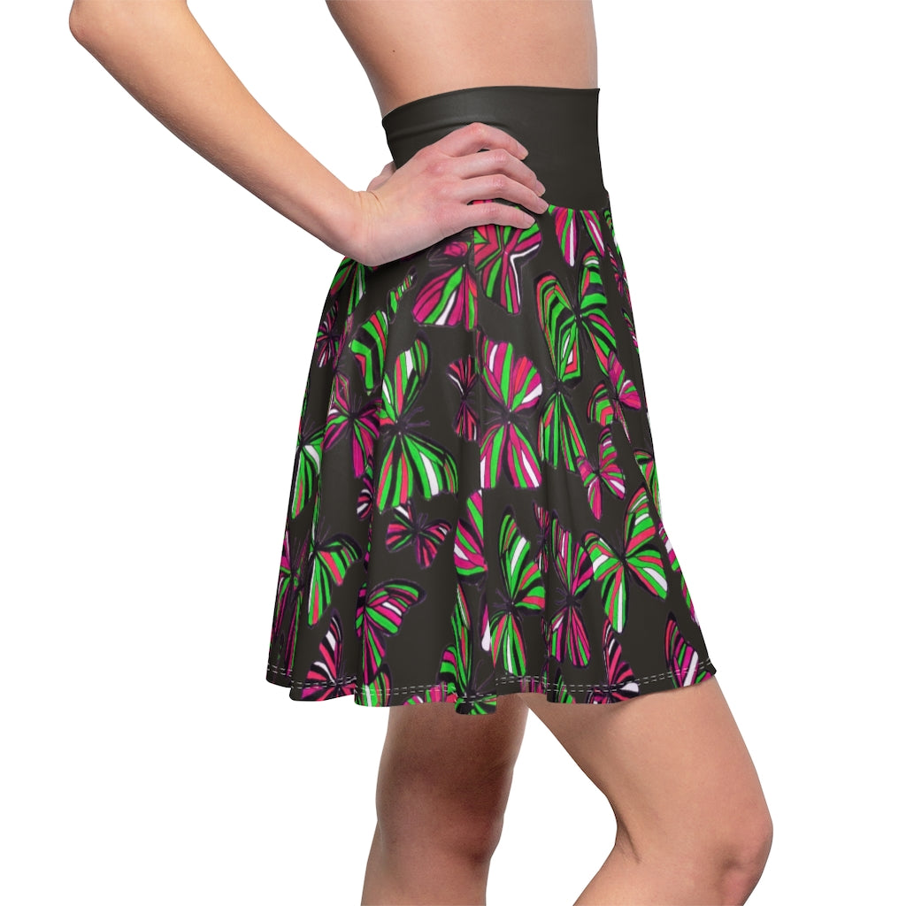 Butterflies Pitch Grey Skater Skirt