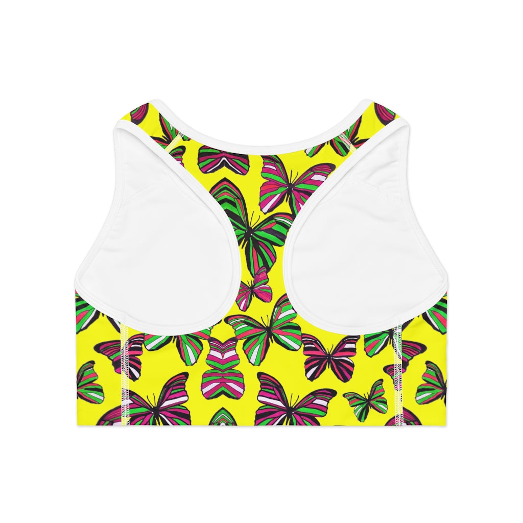 Canary Butterfly (AOP) Sports Bra