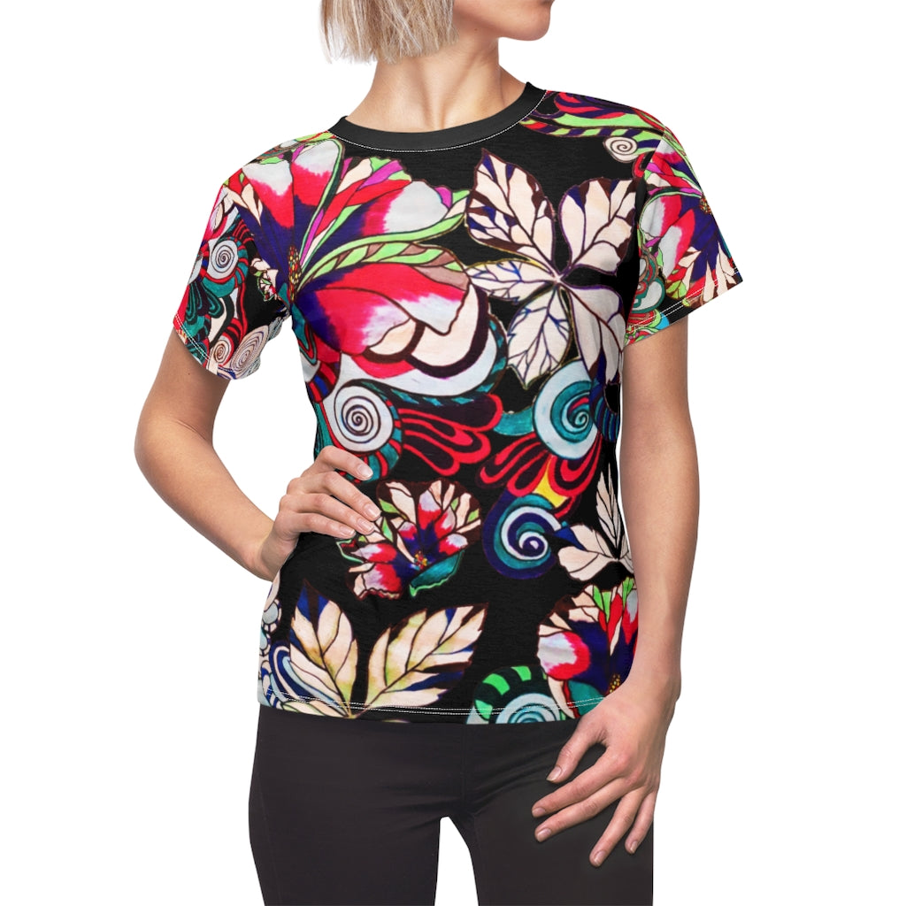Graphic Floral AOP Black T-Shirt