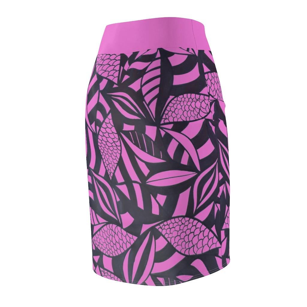 Tropical Minimalist Mauve Pencil Skirt
