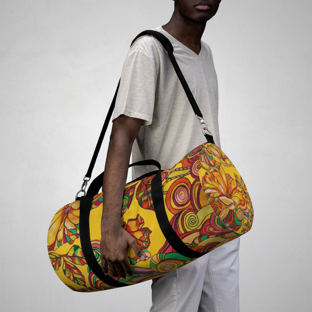 Artsy Floral Yellow Duffel Bag