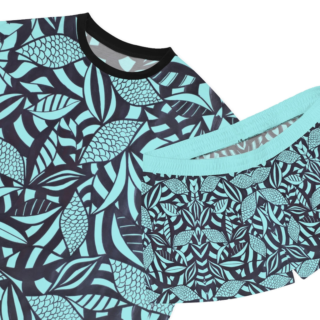 Icy Tropical Minimalist Short Pajama Set (AOP)