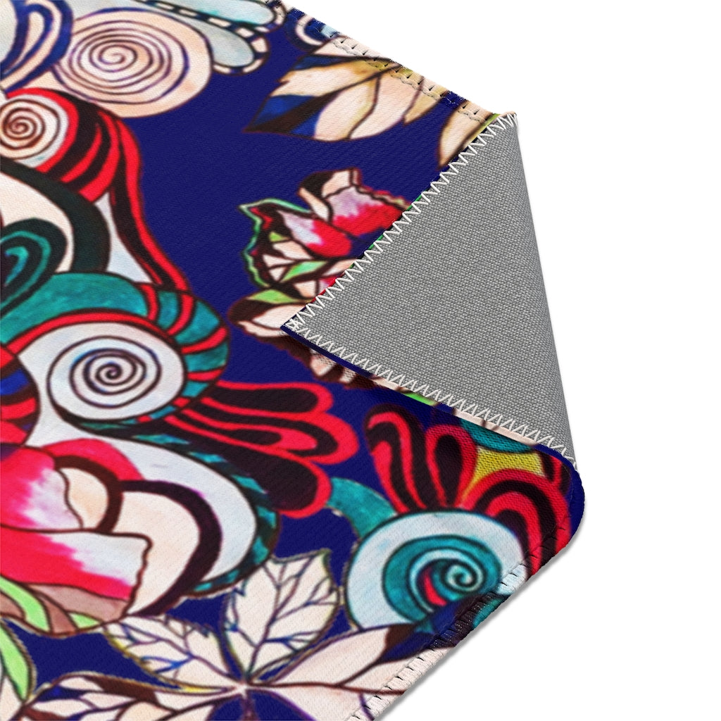 Artsy Floral Pop Royal Ink Rug