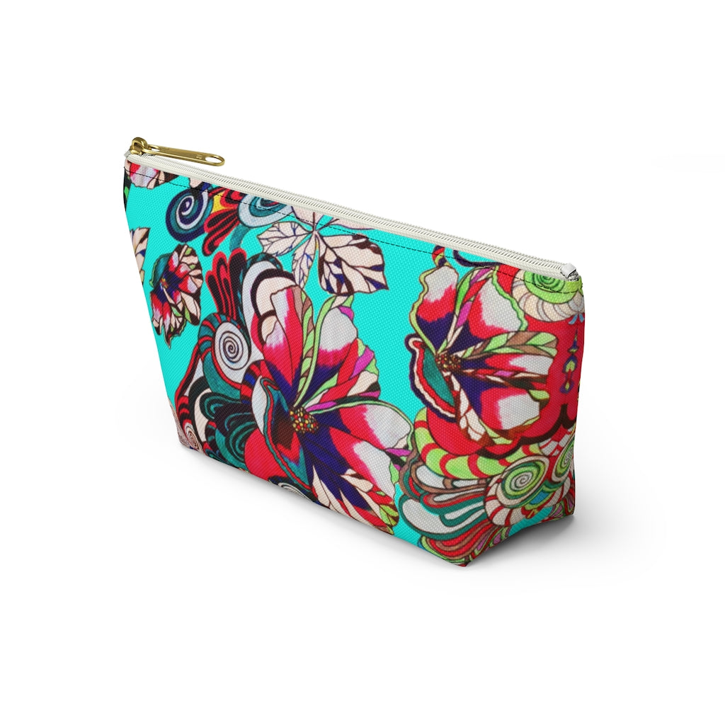 Artsy Floral Pop Cyan Accessory Pouch