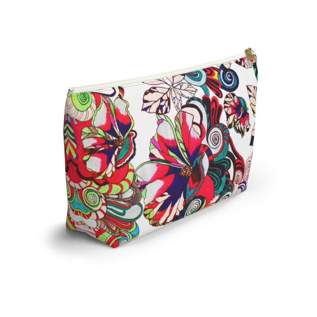 Floral Pop White Accessory Pouch