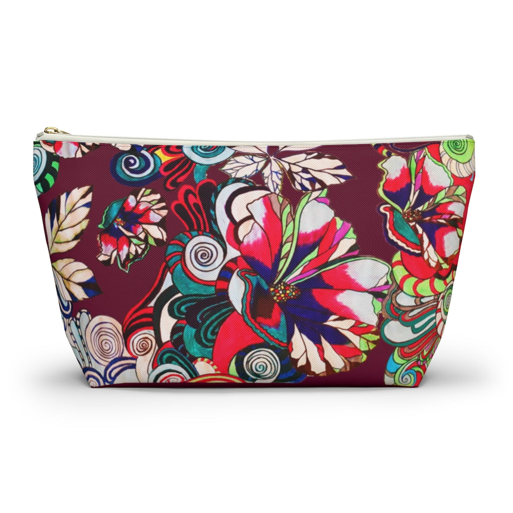 Floral Pop Marsala Accessory Pouch