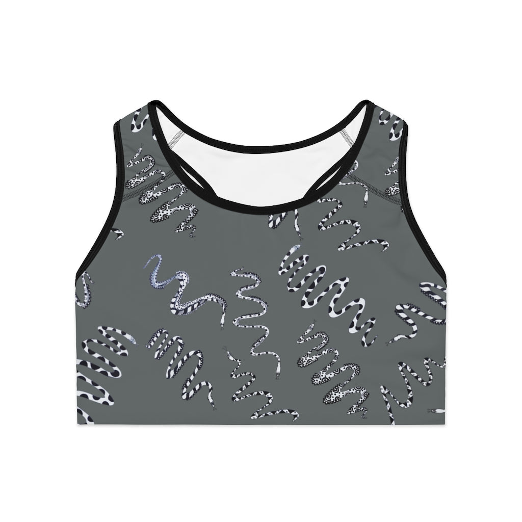 Ash Snake Print (AOP) Sports Bra