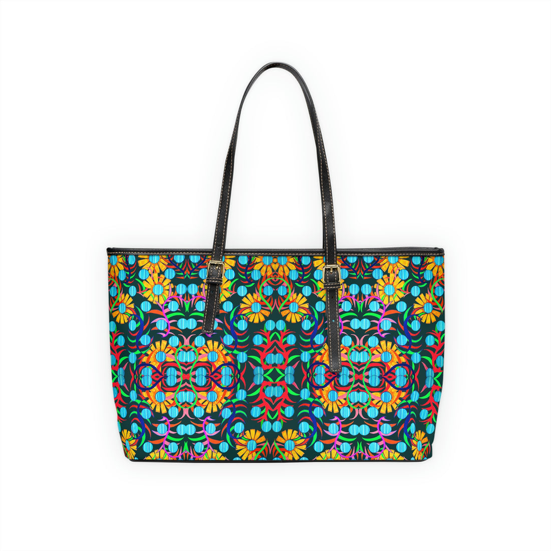 Dark Green Sunflower PU Leather Shoulder Bag