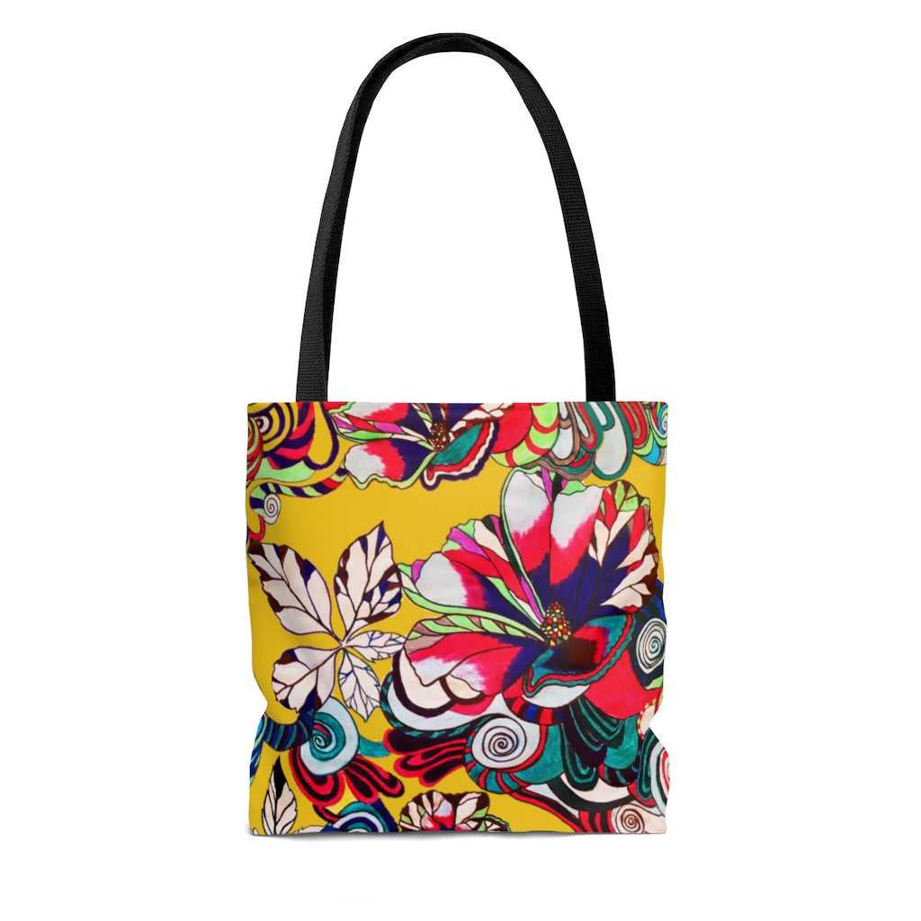 AOP Artsy Floral Pop Yellow Tote Bag
