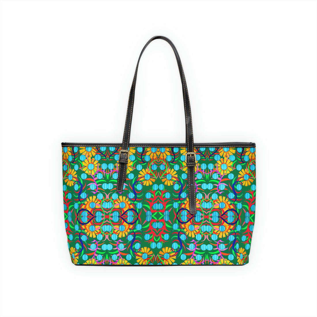 Green Sunflower PU Leather Shoulder Bag