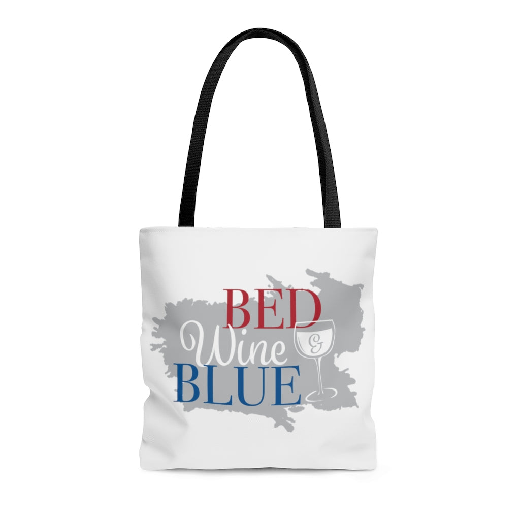 AOP Bed & Wine White Tote Bag